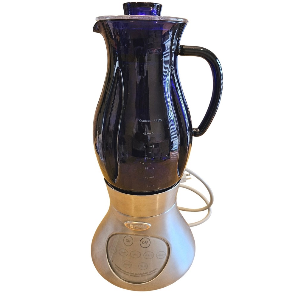 Jenn-Air Attrezzi Blender Cobalt Blue Glass Pitcher Brushed Metal Base 48oz 6Cup